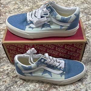 Vans Old School Starry Night Denim Sneakers Size 7.5 VN000CR5DNM